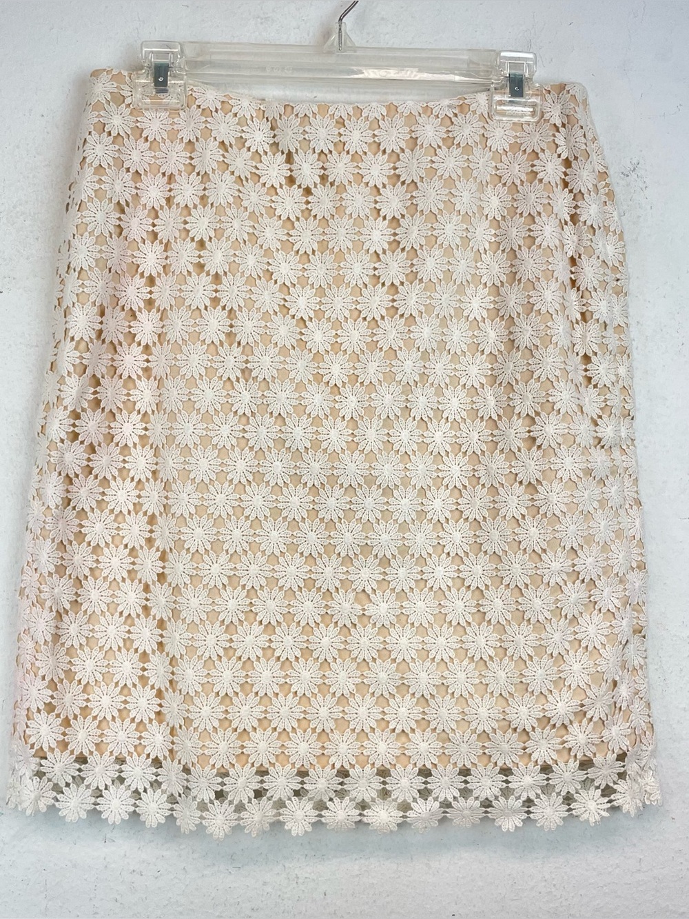Talbots Cream Daisy Lace Pencil Skirt
